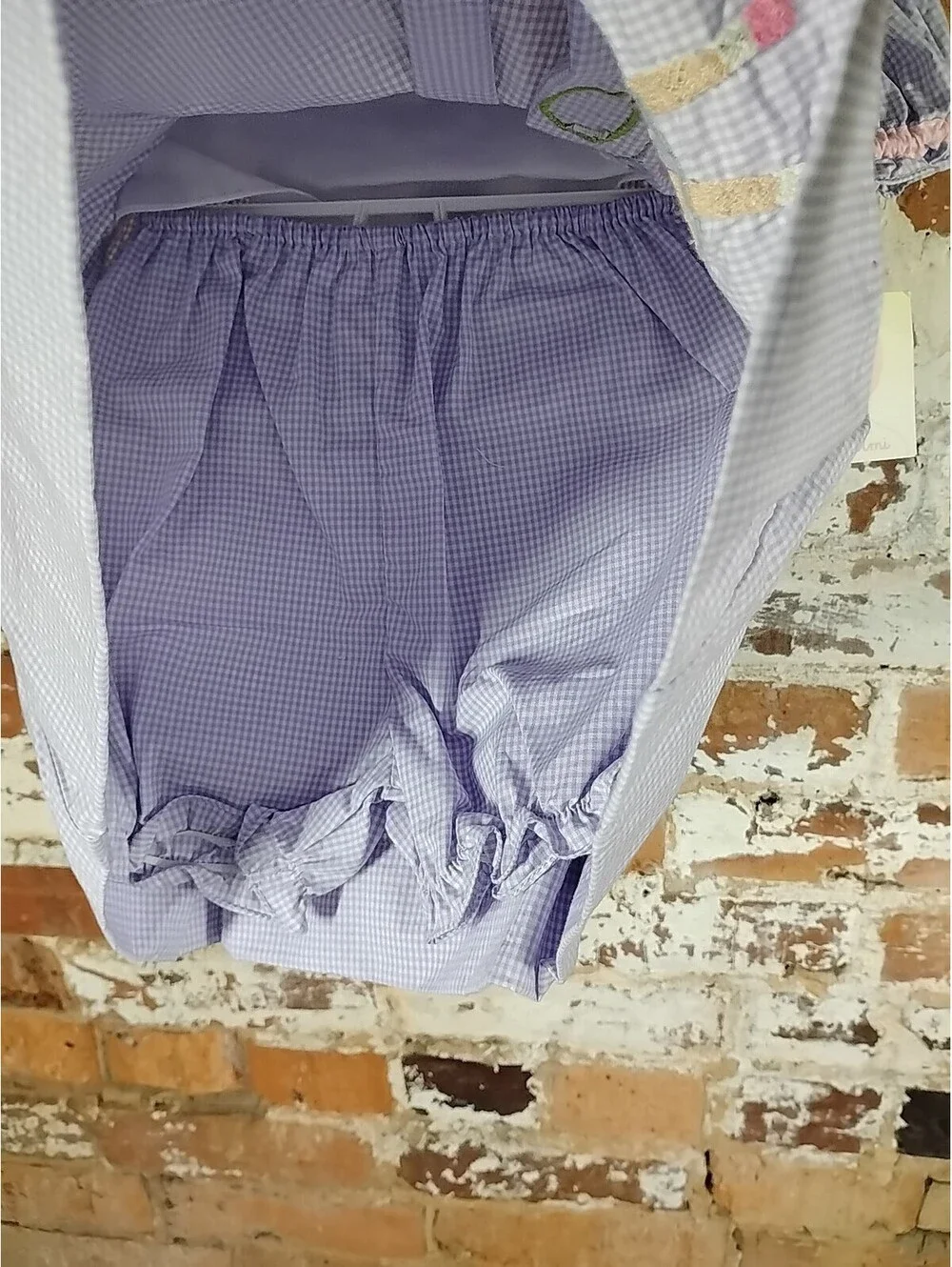Vintage NWT Petit Ami Gingham Pink Purple Party Balloon Dress With Bloomers 9M